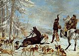 Gustave Courbet Famous Paintings - The Hallali of the Stag